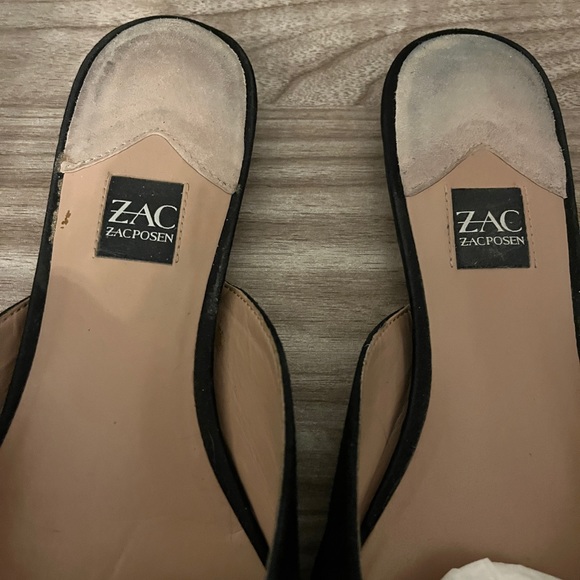 Zac Posen Square Toes Black Suede Mules Size 9 - Picture 3 of 5